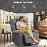 jonpony Power Lift Recliner Chair for Elderly, Big and Tall Lift Chair with Massage and Heat for Living Room, Fabric Electric Recliner Chairs with 4 Side Pockets, USB Charge Port,Grey