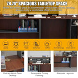 Reception Desk with Counter,L-Shaped Modern Front Desk Reception Room Tables with Ample Storage & Lockers,Easy Assembly,78.8"Checkout Counter for Office,Retail,Lobby,Beauty Salon (Walnut, 78.7in) OYRWSF