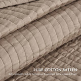 EVERGRACEHOME Cotton Sateen Quilt Set King Size, Pre-Washed Cotton Channel Stitch Coverlet Bedspread, 3 Pieces Lightweight Soft Bedding Sets for All Season, with 2 Pillow Shams, Stone Taupe EVERGRACEHOME