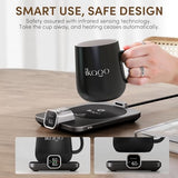 Coffee Mug Warmer & iKago Mug Set, Accurate Temperature Control Smart Heated Mug for Desk, Electric Coffee Warmer with Auto Shut Off & Real-Time Temp Display, Gifts for Men Women, 15oz Ceramic Mug Ikago