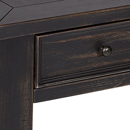 Signature Design by Ashley Gavelston Rustic Sofa Table with 4 Drawers and Lower Shelf, Weathered Black - WoodArtSupply