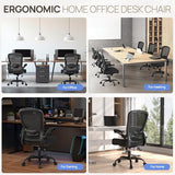 Mimoglad Ergonomic Office Chair - BIFMA Certified, Flip-up Armrests & 135° Recline, Adjustable Lumbar Support - Space-Saving Task Chair for Business/Team Office & Home (Black, 350lbs) Mimoglad