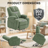 Flamaker Power Lift Chair Massage Recliner Chairs for Elderly, Corduroy Ergonomic Design with Cup Holders & Side Pockets, Remote Control (Green)