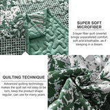 Mybedsoul Sage Green Boho King Quilt Set, 3-Piece Reversible Soft Plaid Floral Bedding Set with 2 Pillow Shams - Sage Green King Size Quilt Bedspread Coverlet Set 90"x104" Mybedsoul