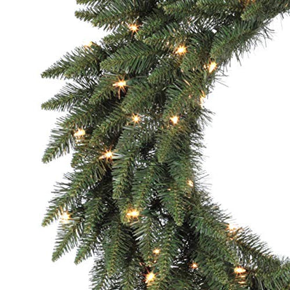 Vickerman 42" Prelit Camdon Fir Artificial Christmas Wreath, Featuring 150 Warm White Mini LED Lights - Faux Holiday Wreath - Indoor or Outdoor Wreath