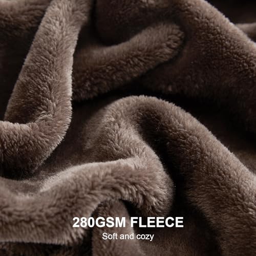 Hansleep Fleece Brown Full Blanket, Super Soft Flannel Fuzzy Plush Cozy Blanket for All Seasons, Brown, Full 84x90 Inches Hansleep