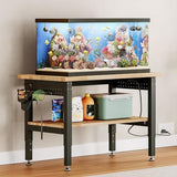 SPECRAFT 48"x20" 2-Tier Adjustable Workbench with 4 AC Outlet and 2 USB Ports Power Outlets, 2500 Lbs Capacity Heavy Duty Workbench, Rubber Wood Top for Garage, Workshop, Office SPECRAFT