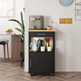 Shintenchi Kitchen Island Cart with Storage,Rolling Kitchen Island Side Table on Wheels with Worktop,Single Door Storage Cabinet and Drawer for Kitchen,Dinning Room, Black Shintenchi