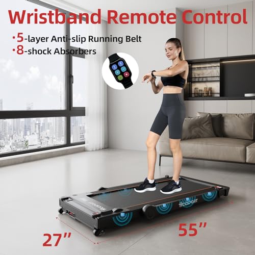Hccsport Treadmill with Incline, 3 in 1 Under Desk Treadmill Walking Pad with Removable Desk Workstation 3.5HP Foldable Compact Walking Treadmills for Home Small Office with Wristband Remote Control Hccsport