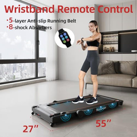 Hccsport Treadmill with Incline, 3 in 1 Under Desk Treadmill Walking Pad with Removable Desk Workstation 3.5HP Foldable Compact Walking Treadmills for Home Small Office with Wristband Remote Control Hccsport