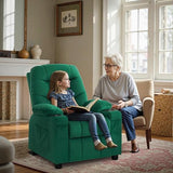 MCombo Big Kids Recliner for Ages 3+, Child Reclining Chair, Toddlers Recliner Sofa with Cup Holders (Velvet, Green)