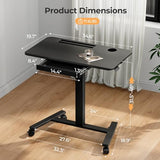 JYLH JOYSEEKER Mobile Standing Desk with Drawer, 35" Small Standing Desk with Cup Holder, Rolling Laptop Cart on Wheels, Height Adjustable Table with Storage for Home Office, Black JYLH JOYSEEKER