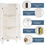 Giantex 4 Panel Room Divider with Shelve, Folding Privacy Screens, Wood Divider for Room Separation, 5.6 FT Foldable Wall Partition for Home Office Bedroom, White Giantex