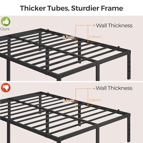 Yaheetech 14 Inch Tall Metal Bed Frame Queen Platform Bed Frame with Storage Space,Sturdy Slat Support,Easy Assembly,No Box Spring Needed,Black Yaheetech