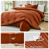 Easthome Twin Comforter Set 5 Piece - Soft Bed in a Bag Queen Size Comforter Sets, Cozy Luxury Bedding Sets with All Season Comforter, Flat Sheet, Fitted Sheet,Pillowcases & Shams, Orange Easthome