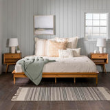Mid Century Modern Caramel Solid Wood Platform Bed Frame with Headboard and Footboard, King Size Walker Edison