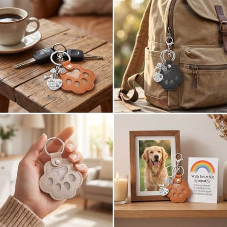 PowViux Dog Memorial Gifts for Loss of Dog – 6 PCS Pet Keepsake Keychain Set with Fur Capsule, Engraved Quotes & Gift Box – Sympathy Gift for Pet Loss, In Memory of a Beloved Pet PowViux