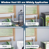 Pearwow Window Vent Kit for 3" and 4" Vent Hose,Adjustable Window Vent Panels with Louvered Vent Cover,Switchable Hood for 3"/4" Exhaust Ventilation of Dryer,Laser Engraver & 3D Printer Enclosure Pearwow