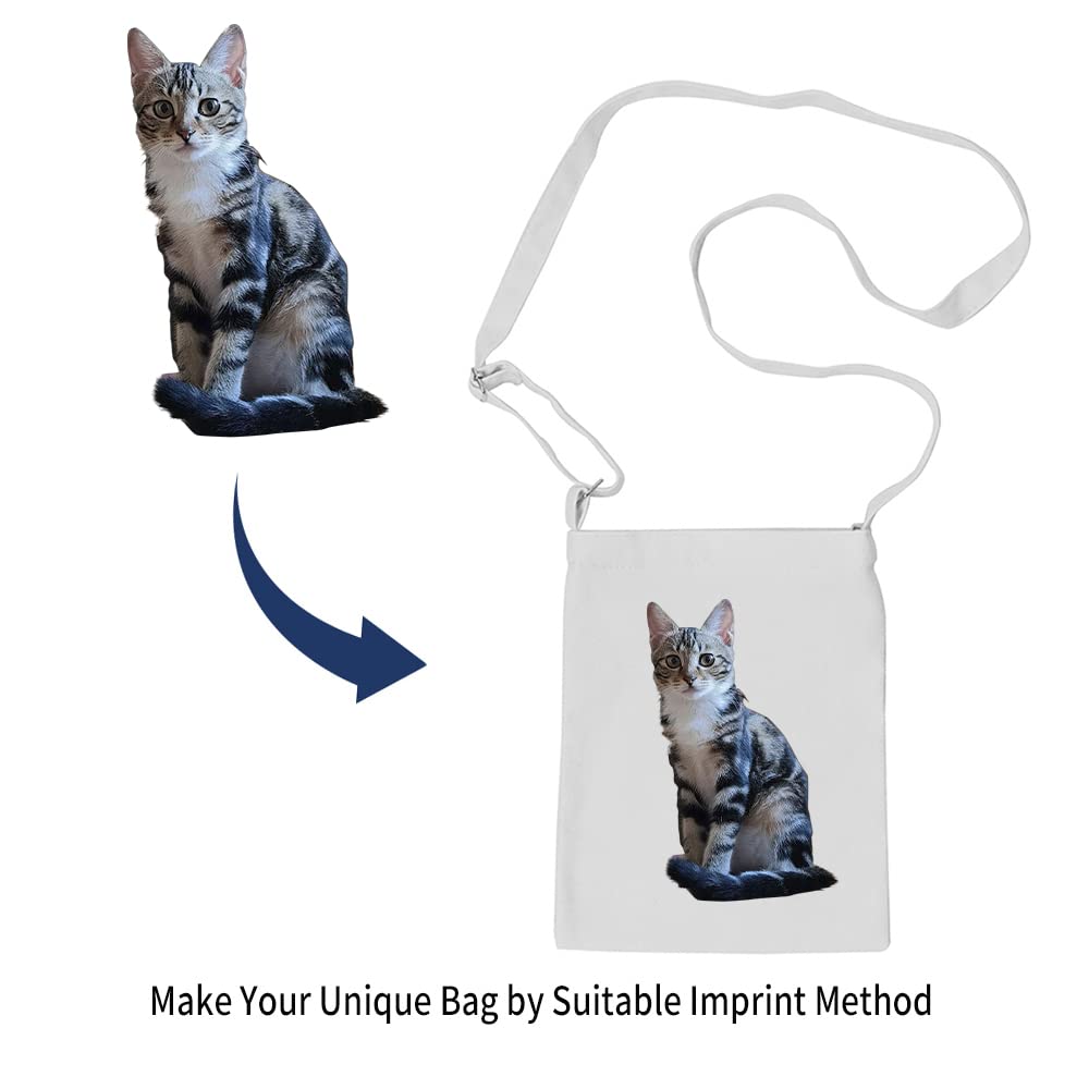 Muka 4 Pack Small Crossbody Canvas Zipper Bag, 7 x 9 Inch White Bag for DIY Craft Muka