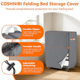 COSHNIBI Rollaway Bed Storage Cover,Heavy Duty Waterproof Storage Cover with Zipper for Single Cot Size 32-Inch Folding Bed,33" L x 14" W x 44" H,Grey COSHNIBI