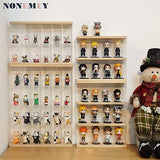 NONEMEY Clear Acrylic Display Case Stand with Wood Base 2 Tier、3 Tier、12/24 Compartments Storage Box Wall Mount Showcase Dustproof Organizer Box for NONEMEY