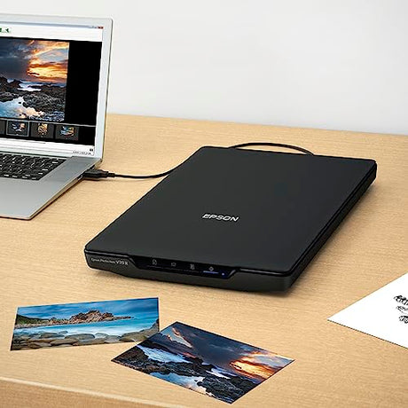 Epson - Perfection V39 II - Color Photo and Document Flatbed Scanner - 4800 dpi Optical Resolution - High-Rise, Removable Lid - Scan to Cloud - USB Power - Image Scanning - Black Epson