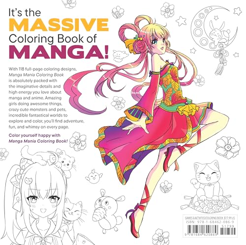Manga Mania Coloring Book: Over 100 Cute Characters to Color – Manga and Anime Coloring Book for Adults and Kids WoodArtSupply