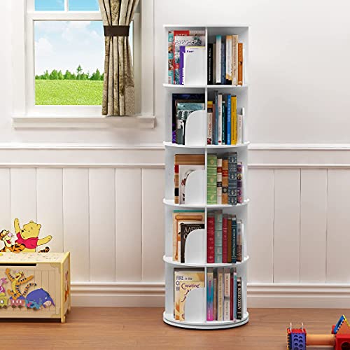 5-Tier 360° Rotating White Bookshelf Organizer TOYTEXX INC & DESIGN