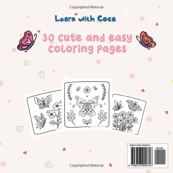 Butterflies and Flowers Coloring Book for Kids: Cute and Easy Coloring Pages for Girls Ages 4-12 Majosta