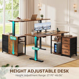 Homiflex 47 Inch L Shaped Standing Desk with 3 Drawers Electric Standing Desk with Storage Computer Desk Adjustable Height with Power Outlets 4 Memory Presets for Home Office Rustic Brown Homiflex
