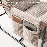 HavBeat Comfy Accent Chair Cozy Reclining Sleeper Oversized Recliner Arm Chairs for Living Room Modern Lounge Armchair with Wood Armrests Sturdy Upholstered Single Sofa for Bedroom Home Office