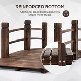 Outsunny Fir Wood Garden Bridge Arc Walkway with Side Railings for Backyards, Gardens, and Streams, Stained Wood, 60" x 26.5" x 19" Outsunny