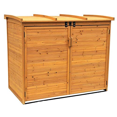 65in x 38in Horizontal Stow-Away Storage Shed – Solid Wood - Outdoor Storage Great for Trash Cans - All-Weather Resistant- UV Resistant