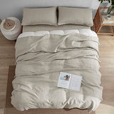 EVERLY Linen Sheets Set King Size,100% French Stonewash Pure Linen Bed Sheets,4Pieces (1Flat Sheet,1Fitted Sheet,2Pillowcase) Suitable for Hot Sleepers,Not Dyed Deep Pocket Natural Bedding Set EVERLY