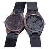 BYMAX Mens Engraved Wooden Watch, Wood Watches for Husband Son Groomsmen Customized Birthday for Men or Women BYMAX