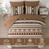 Dinjoy Brown Boho Comforter Set Queen Size,7 Pieces Bed in a Bag Queen Coffee Aztec Bedding Sets with Sheets Bohemian Geometric Striped Complete Set for Fall Winter 90"x90" Dinjoy