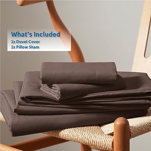 Nestl Twin Duvet Cover Set - Soft Double Brushed Chocolate Brown Duvet Cover Twin/Twin XL, 2 Piece, with Button Closure, 1 Duvet Cover 68x90 inches and 1 Pillow Sham