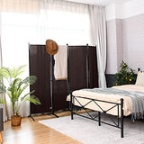 Giantex 4 Panel Room Divider - Folding Privacy Screen for Room Partition, 5.6 Ft Foldable Separator Wall, Brown Giantex