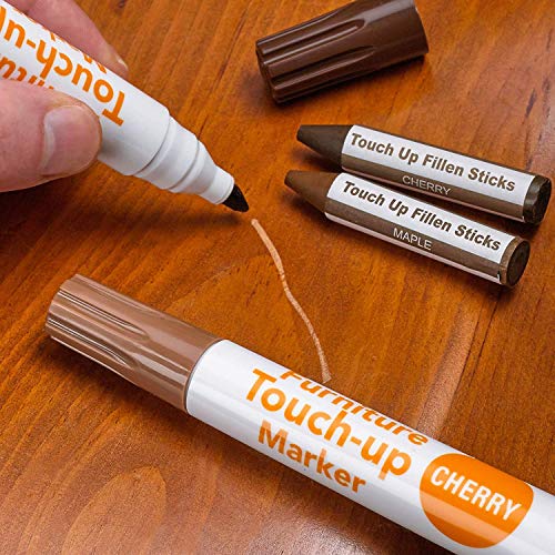 Katzco Furniture Repair Kit Wood Markers - 17 Pcs Set with Sharpener - Furniture Touch Up Markers for Floors, Bedposts, and Molding - Furniture Katzco