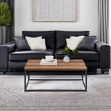 Best Choice Products 44in Modern Industrial Style Rectangular Wood Grain Top Coffee Table, Rustic Accent Furniture for Living Room w/Metal Frame, 1.25in Thick Butcher Block Tabletop - Brown Best Choice Products