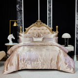 Jacquard Full Comforter Set with Sheet Set Gold Bedding Set 8 Pcs Embroidery Neoclassical Floral Pattern Bed Home Decor Soft Down Comforter Luxury Hotel Silky Bed in a Bag with 1 Cushion Cover Bedding_Dreamer