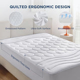 Bedsure King Mattress Pad - Quilted Fitted Mattress Topper Protector with 8-21 Inches Deep Pocket, Noiseless Breathable Bed Cover Padded, Machine Washable, White, 78x80 Inches Bedsure