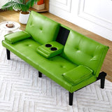Klwenas Maec Green Futon Couch & Convertible Futon Sofa Bed for Small Space, 67" Loveseat Couches with Removable Armrests & 2 Cup Holders for Living Room Bedroom Dorm Apartment, Easy Assemble (Green) Klwenas Maec