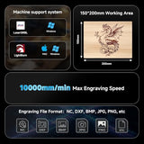 Artilume T1 Laser Engraver 3000mW, Foldable Design Laser Engraving Machine, 0.01mm Precision, Large Working Area 200*150mm for Wood Leather Acrylic and More, Best for Beginners Small Business Class 1 Artilume