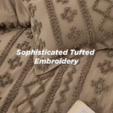 Bedsure Tufted Boho Comforter Set California King Size - Light Brown Boho Bed Set, GentleSoft™ 3 Pieces Farmhouse Shabby Chic Embroidery Bedding, Gifts for Woman, Jacquard Comforter for All Seasons Bedsure