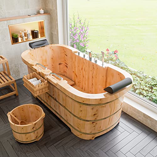 ALFI brand AB6604 15-Inch Solid Cedar Wood Foot Soaking Barrel Bucket with Matching Spoon ALFI brand