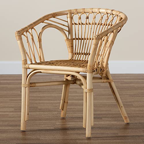 Baxton Studio Kaka Natural Rattan Dining Chair - WoodArtSupply