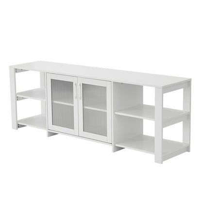 Panana 2 Doors TV Stand Television Stands Cabinet 4 Open Cubby Storage for Living Room for TVs up to 70 Inches (White)