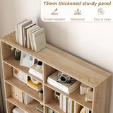 FACBOTALL 6-Tier Light Oak Double Wide Bookshelf - Stylish Freestanding Storage for Home Decor FACBOTALL