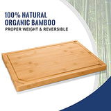 Hiware 4-Piece Extra Large Bamboo Cutting Boards Set for Kitchen, Heavy Duty Cutting Board with Juice Groove, Bamboo Chopping Board Set for Meat, HIWARE